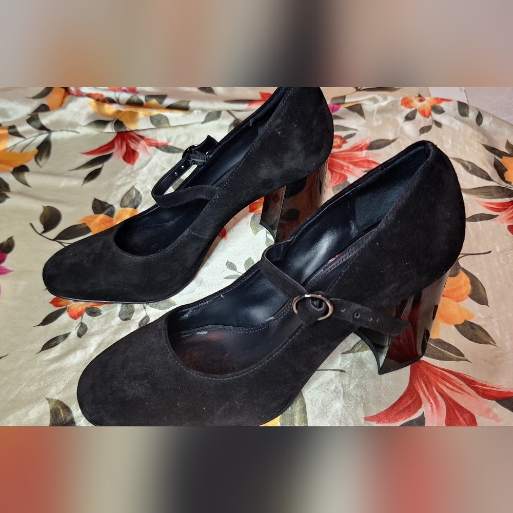 Gianni Bini Black Suede Mary Jane Heels